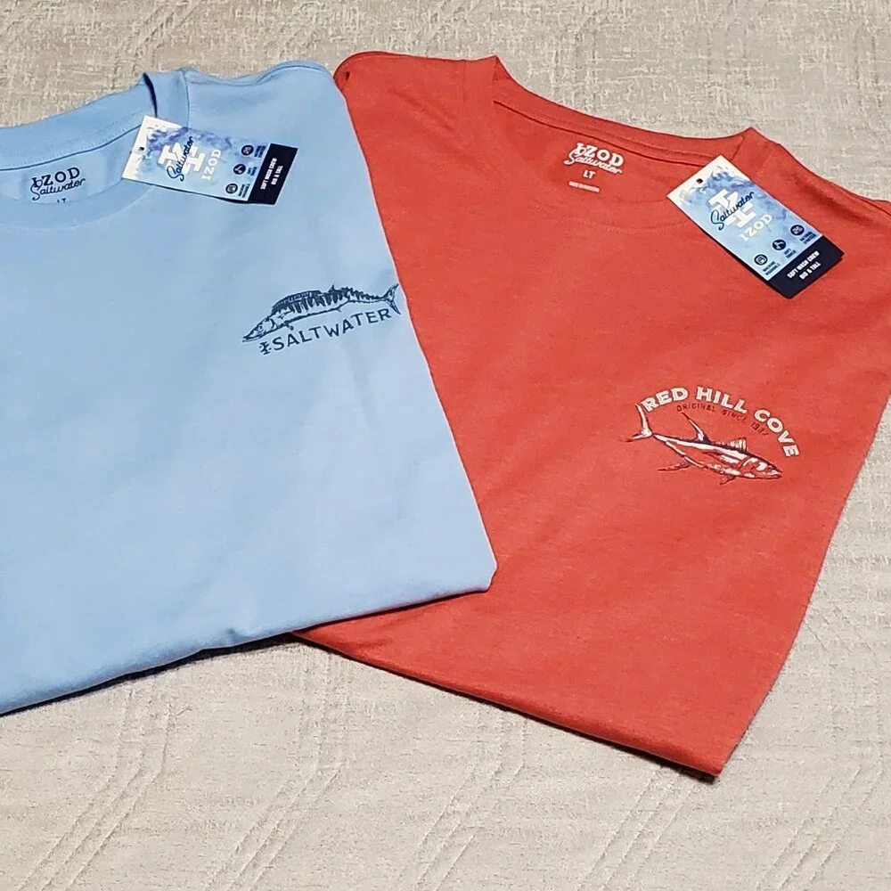 NWT! Bundle -2 Men's IZOD Saltwater Classic/Casual crew shirts Size: Large Tall - Picture 2 of 9